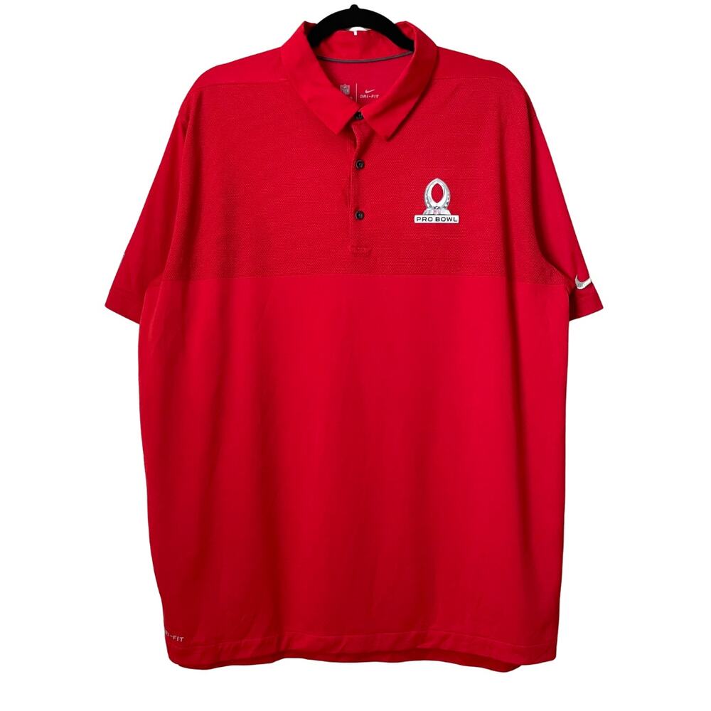 Nike Pro Bowl NFL On Field Polo Shirt Mens XL Red Dri Fit Athletic Henley DH1941 - Picture 1 of 12